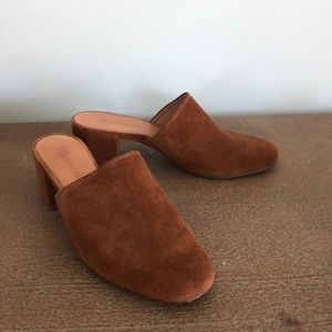Brown suede mules